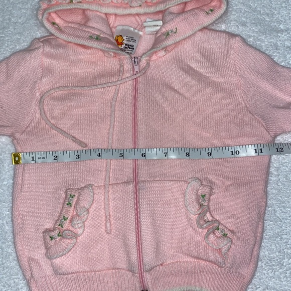 Vintage sears Winnie the Pooh acrylic pink knit hooded sweater 18/24m - Picture 5 of 9